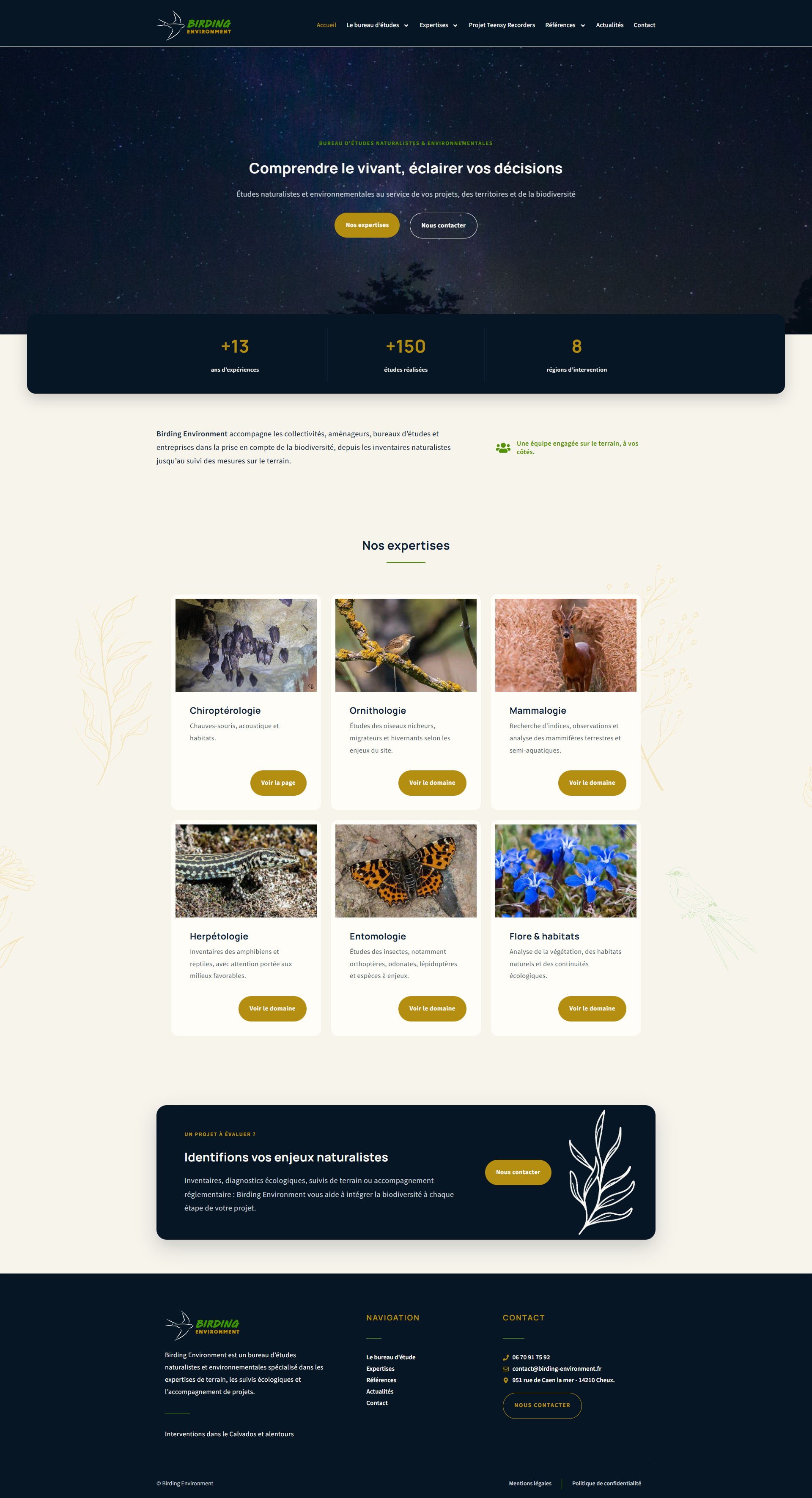 Apercu du projet Birding Environment, refonte du site web
